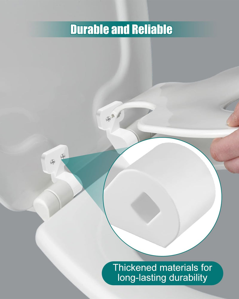 Toilet Seat Hinge Bracket Fits for Bemis NextStep2, Hinge Replacement Mounting Hardware, Fix for Loose or Wobbly Toilet Seats, 2 Pair White with Screws