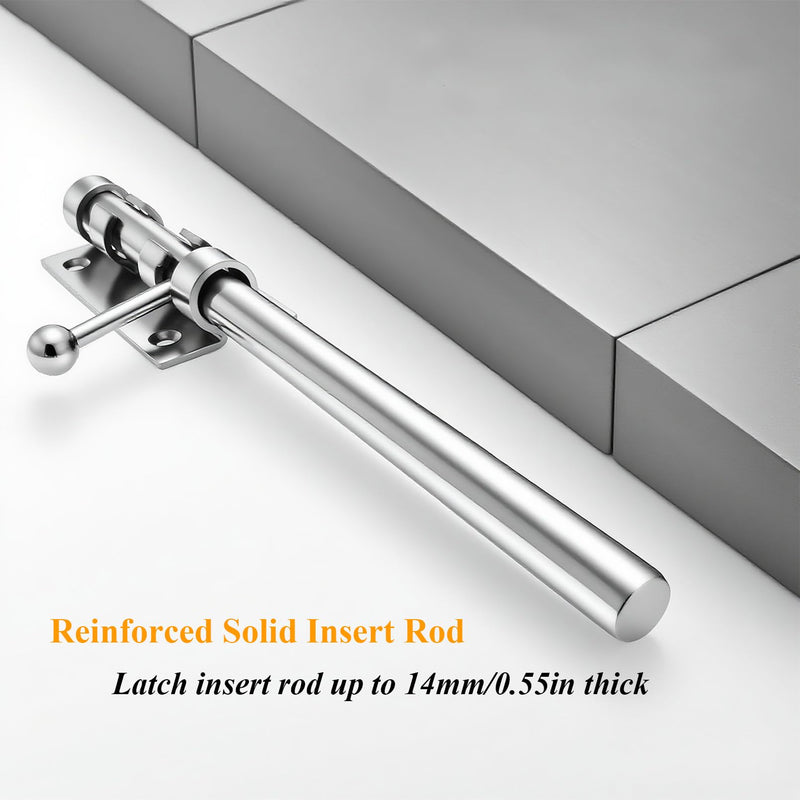 Gate Latch 304 Stainless Steel Slide Bolt Latch Heavy Duty Rustproof Barrel Bolt Latch Thickened Solid Outdoor Gate Lock Door Hardware for Shed Fence Trailer Silver 12 Inch