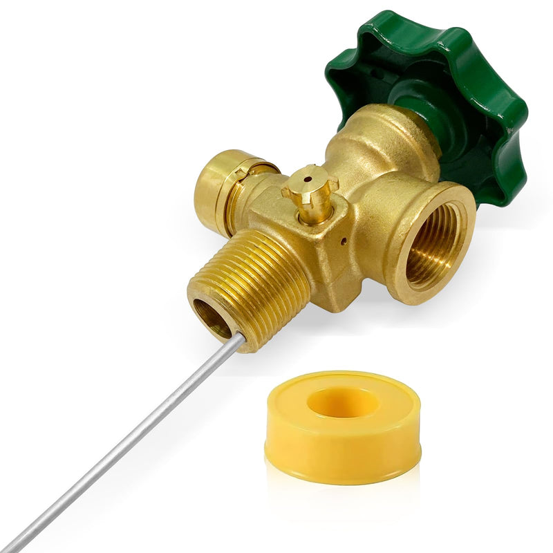 Propane Adapter,100LB Propane Vapor Tank Service Valve Coupler with Manual Bleeder Valve, POL Connection, Heavy Handle & 10.2" Dip Tube–Fits for Grills, Heaters, RVs, Fryers & Outdoor Propane Setups.