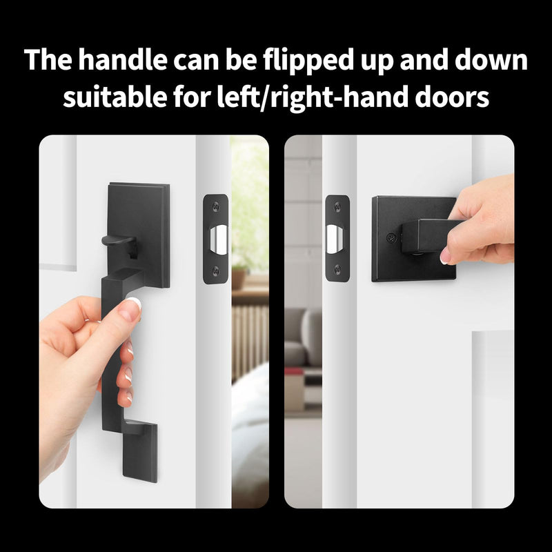Aqara Front Door Handleset, Single Cylinder Exterior Door Entry Handle with Door Lever, Reversible for Right and Left Handed Sided Doors, Non-Locking, Ideal for Modern Doors Smart Locks