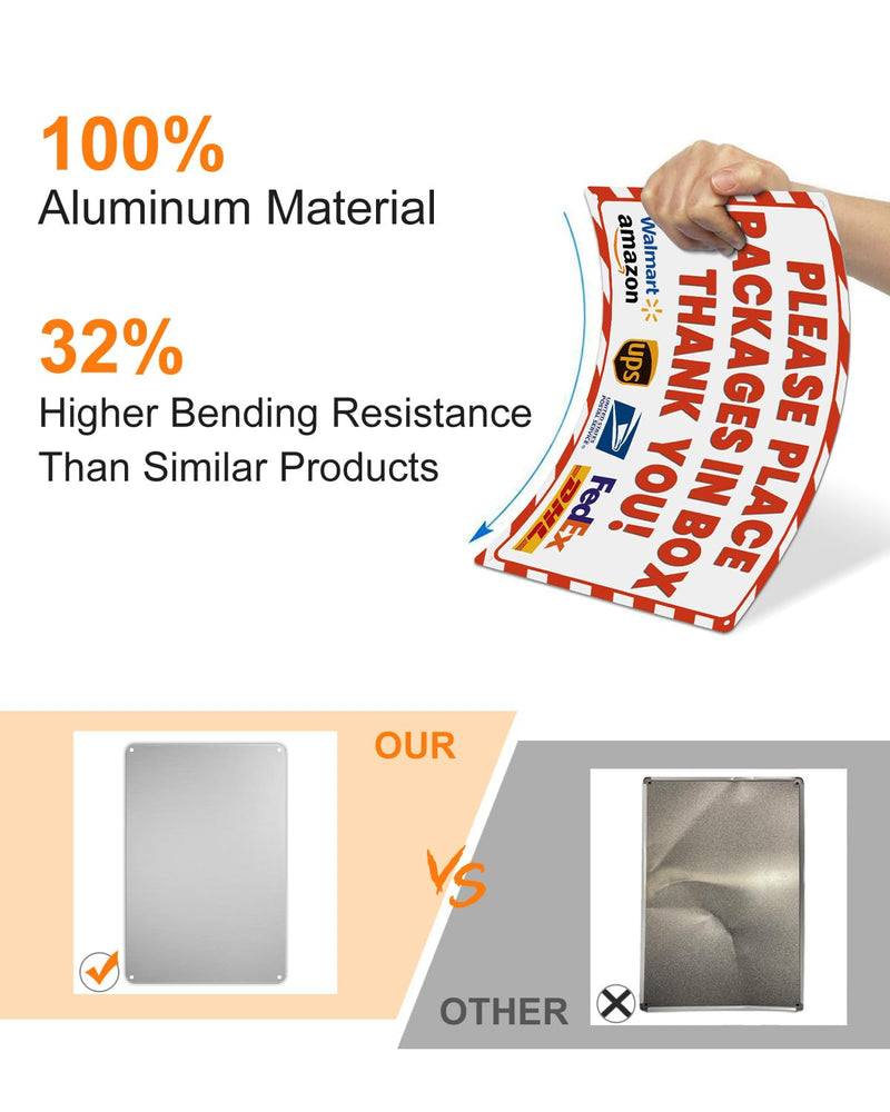 ALKB 8x12 Inch Rust-Free Aluminum Package Delivery Sign for Outdoor Use - Please Place Packages in Box Thank You - Delivery Signs for Packages, Delivery Box Box Sign