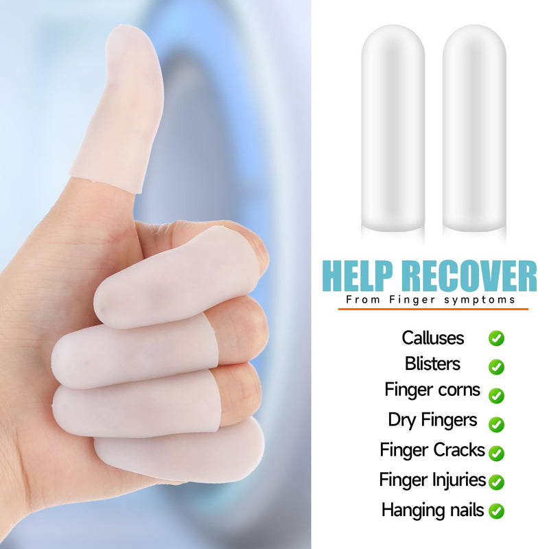 26pcs White Silicone Finger Protectors,Finger Covers,Finger Cots Small,Finger Tip Band-Aids for Finger Cracking Trigger Finger Arthritis Pain Relief