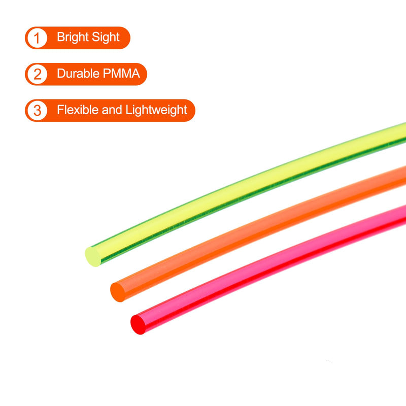 MECCANIXITY Fiber Optic Rods PMMA 2.5mmx15cm for Sight Filament Red, Green, Orange 1 Set Pack of 3
