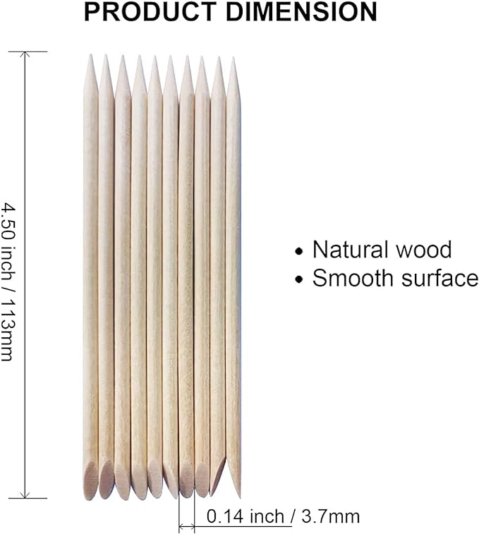 JUTOSU Orange Wood Sticks, Polish Nail Art, Nail Sticks, Nail Pusher, Nail Care Tool, Protruding Nail Correction, Easy Cuticle Treatment, Multi-functional, Wooden DIY (Set of 20) - NewNest Australia
