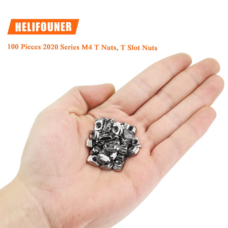 100 Pieces 2020 Series M4 T Nuts, M4 T Slot Nuts for Aluminum Profile M4 (100 PCS)