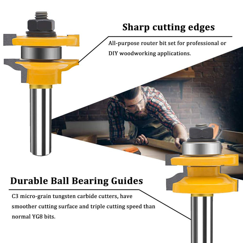 TATAIWAIN 1/2-Inch Shank 3 Bit Raised Panel Cabinet Door Router Bit Set Back-Cutter Panel Bits, Door Cabinet Drawer Cutter, Router Bits Sets Wood CNC Milling Tool for Woodworking(3)