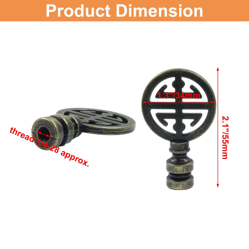 Luomorgo 2 Pcs Lamp Finial, Decorative Finials for Lamp Shades, Antique Brass Lamp Finial Cap Knobs for Table Lamp, Floor Lamp, Desk Lamp Decor (Symbol of Lucky) Bronze Symbol of Lucky