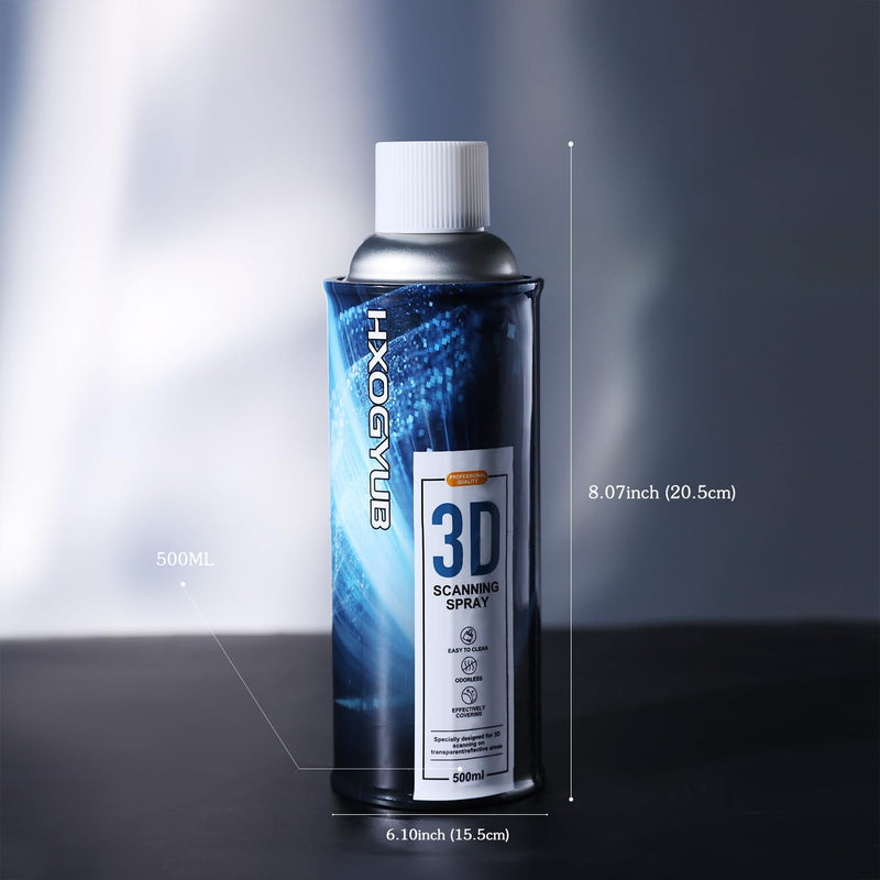 3D Scanning Spray for 3D Scanners, Professional for All 3D Scanner, Safety Material, High Reflectivity, Easy to Clean, for Reflective, Transparent or Highly Textured Surfaces, 500ML