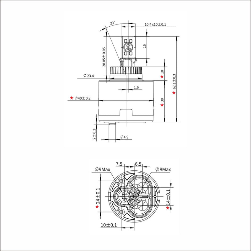 40mm MING DI Diameter Low Torque Ceramic Cartridge Without Distributor,Replacement for Single Handle Kitchen Basin Shower Faucet ，Ceramic Faucet Valve 40mm Low Torque（idle）