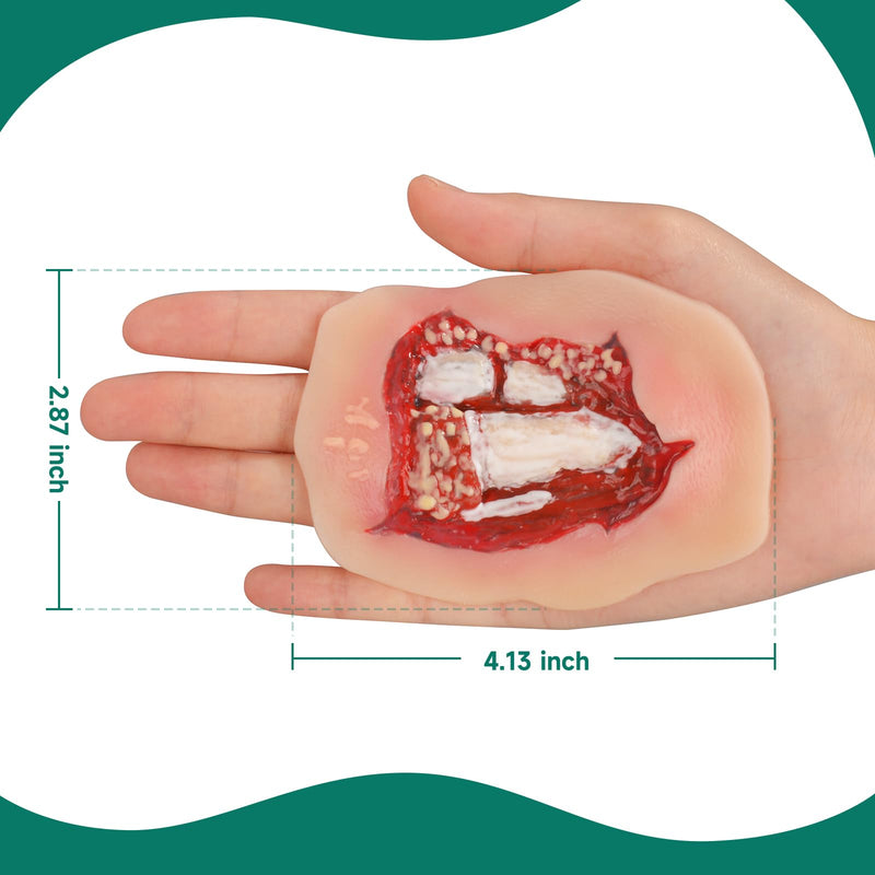 Adhesive Open Fracture Wound Model, Silicone Trauma Simulation Trainer for EMT, First Aid, Nursing & Combat Care Training