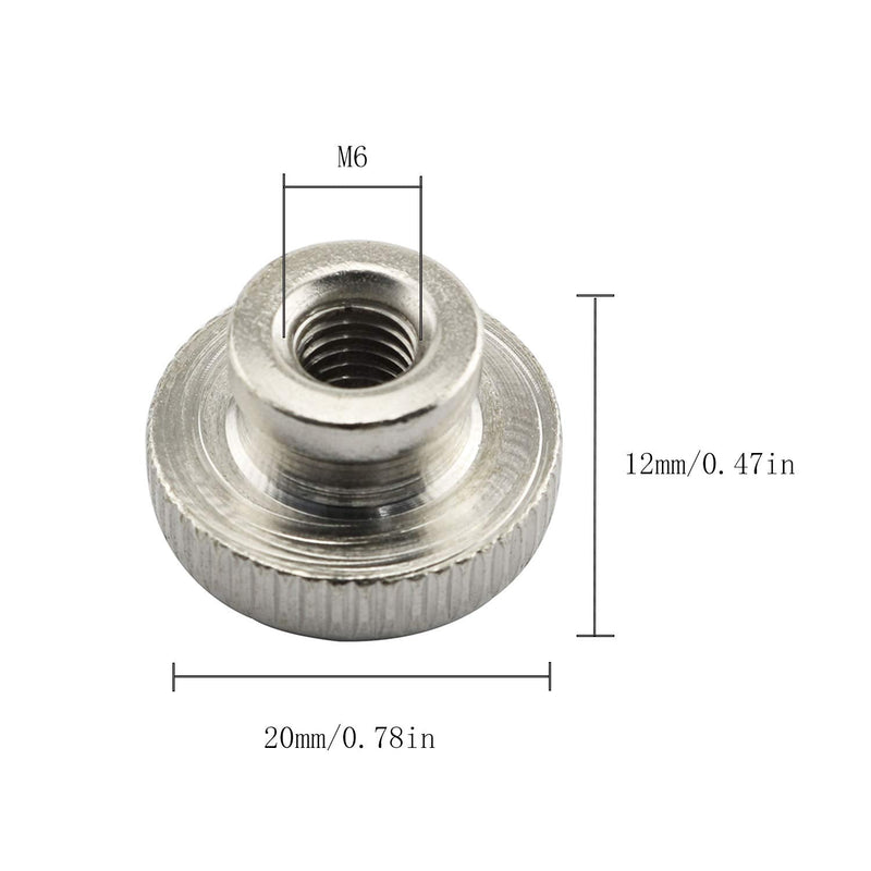 RLECS 10pcs M6 Knurled Thumb Nuts with Collar 3D Printers Parts, Nickel Plating, 1mm Pitch