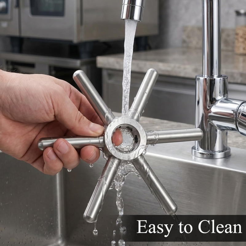 Veemoon Glass Rinser Head Replacement Pitcher Rinser Stainless Steel Disk Bar Cup Washer Faucet Head Bottle Washer Snowflake Head Faucet Sink Attachment for Home Kitchen Bar Coffee (9997-02 (100MM))