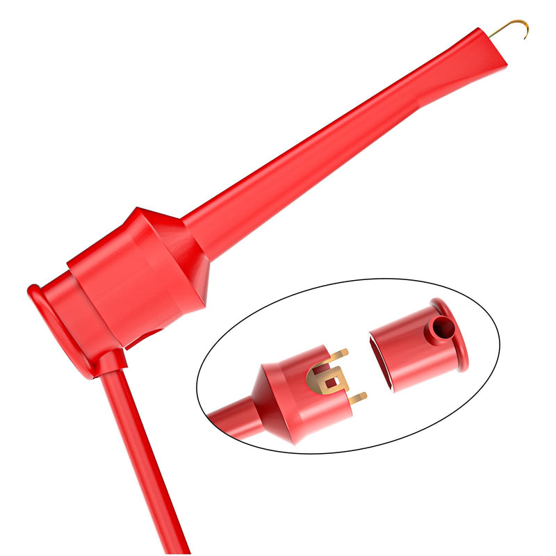 Goupchn Test Hook Clips Silicone Test Leads 5PCS Testing Cables Wires Dual IC Hooks Clips for Electronic Testing 5 Colors-0.5m Test Hook to Test Hook