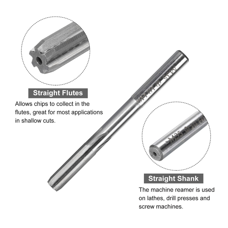 uxcell Chucking Reamers, 10mm H8 Metric Machine Reamer Drill Bit for Metal Wood Hole Reaming, Straight Flute M35 High Speed Steel Tool