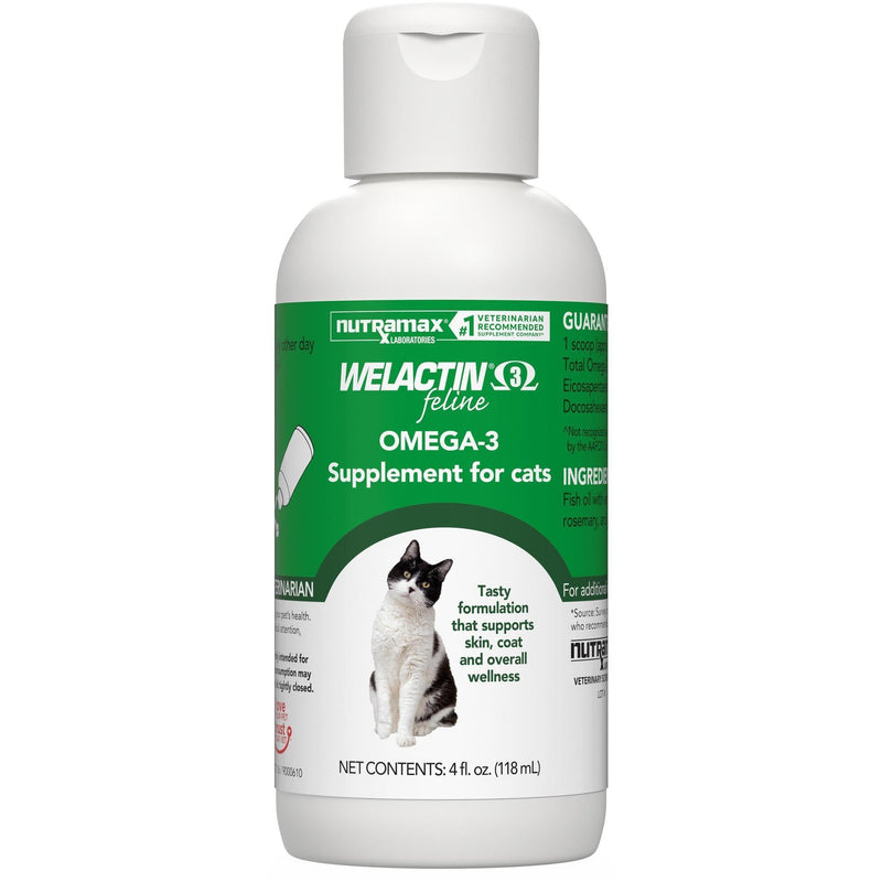 Nutramax Welactin Omega 3 Fish Oil for Cats, Skin and Coat Health Supplement, Plus Kidney, Brain, and Vision Support, Premium Omega 3 Fatty Acids EPA and DHA, 4 Ounce Liquid 125
