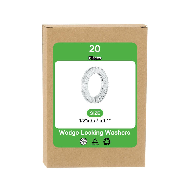 uxcell Wedge Locking Washers for 1/2 Inch Bolts, 20pcs Manganese Steel Washers Vibration Resistant Safety Washers 20