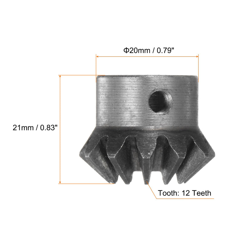 HARFINGTON 2pcs Bevel Gear 1M 12 Teeth 6mm Shaft Hole 1:1 Tapered Bevel Pinion Gear 45# Steel 2 Module 90 Degree Steering Gear, for Hardware Mechanical Rotation