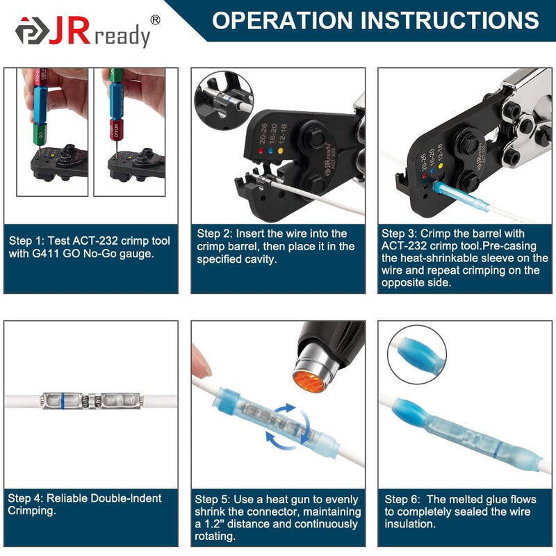 JRready ST6387 M81824/1 MiniSeal Crimp Splices 100PCS Thick Wall Butt Splice Connectors Bare Copper Seamless Kit 26-12 AWG 26-12AWG COPPER SPLICE