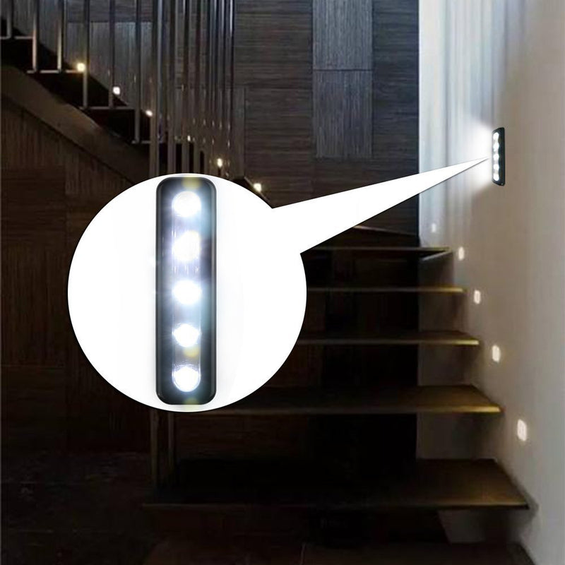 Onerbuy 4 Pack Battery Powered LED Touch Light DIY Stick-on Anywhere 5-LED Touch Tap Light Push Night Lamp for Closets, Cabinets, Cupboard, Hallway, Stairs,Garages, Car (Black)