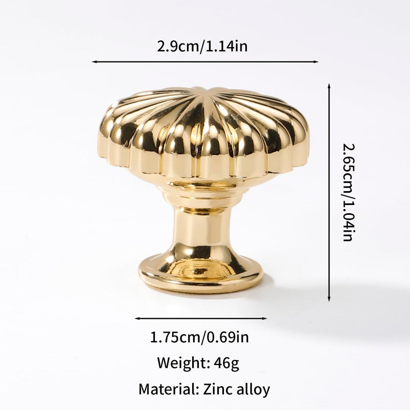 10 Pack Shiny Gold Diameter Zinc Alloy Drawer Kitchen Pulls Cabinets Furniture Pull for Dresser Wardrobe Cupboard Drawer Knobs Pulls Handles 1.14 Inch (29mm) 10