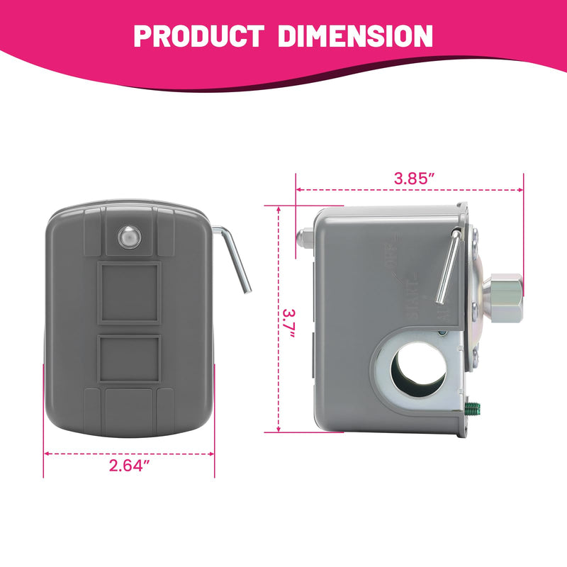 Water Pump Pressure Switch, 40-60PSI Pressure Setting, 1/4" NPT Female, Air-Pump Pressure Switch, Schneider 9013FSG2J24M4 Compatible