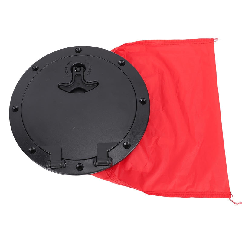 Black Deck Plate Kit Deck Hatch with Storage Bag for Fishing Kayak Boating 6 Inch