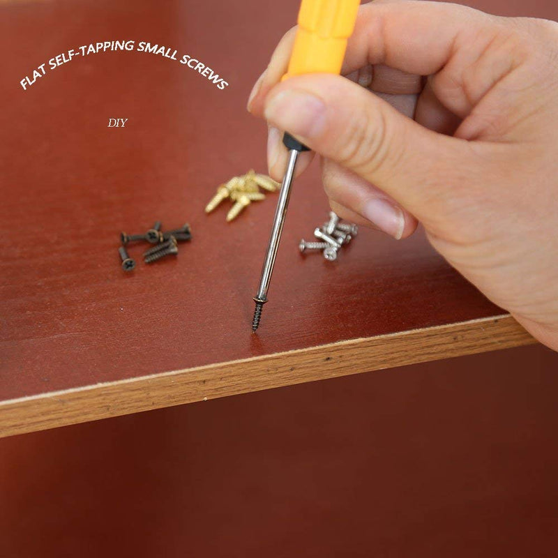 newlng 1200pcs Small Screws Phillips Flat Head Cross Self Tapping Tiny Screw Cabinet Electronic Accessories Screw Multifunctional DIY Micro Woodworking Screw Set Bronze B
