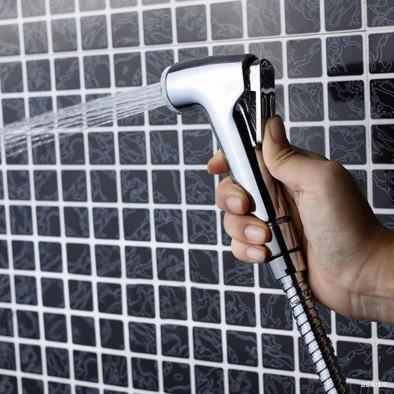 Plastic Handheld Bidet Sprayer Kit – Explosion-Proof Hose, High-Pressure Attachment for Pet Bathing & Diaper Rinsing light sliver