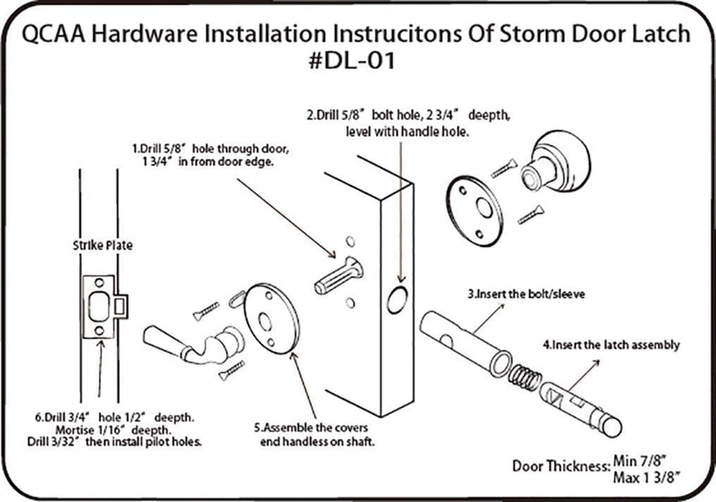QCAA Solid Brass Storm Door Latch, Polished Brass, Made in Taiwan, 1 Pack