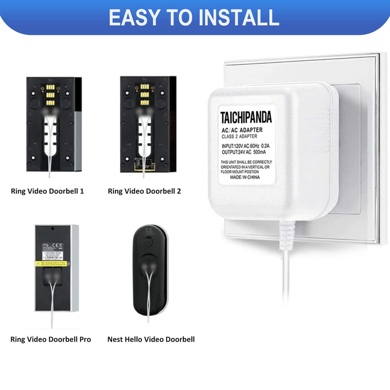 24 Volt Transformer, C Wire Adapter for Nest Honeywell Ecobee and Sensi Thermosta Doorbell Transformer for Nest Hello Doorbell and Any Doorbells Require 24V Power Supply