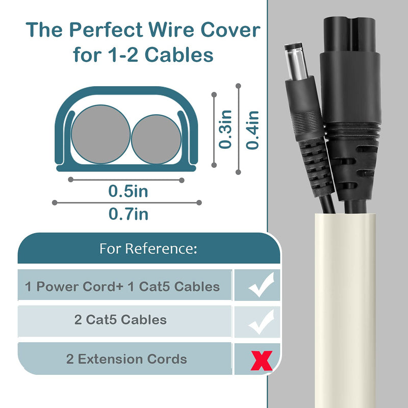 Wire Covers for 2 Cords, 68in Wire Hider on Wall Mounted, Beige Cord Cover Kit, Cable Cover Paintable, Cable Concealer for Extension Cord, Ethernet Cable, Speaker Wire Hider, 4X L17in W0.7in H0.4in Medium
