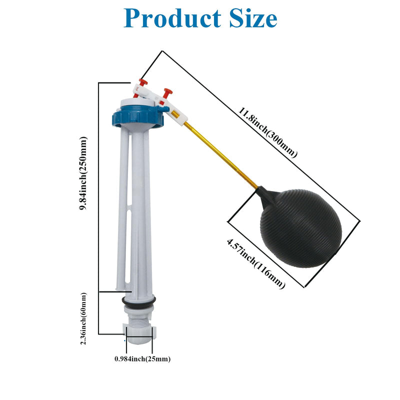 Toilet Float Fill Valve Replacement Kit, Universal Toilet Repair Kit, Includes G3/4" Inlet Fill Valve, Ballcock, and Ballcock Lever, Water-Saving Design WC Repair Parts