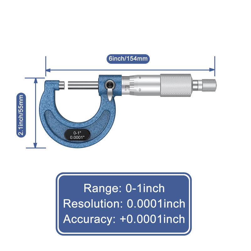 HDLNKAK Vernier Caliper 0.001", Outside Micrometer 0.001" and Stainless Steel Ruler, 0-6 Inch/0-150 mm High Precision Caliper, 0-1" Alloy Precision Micrometer Mechanical Toolkit Set.