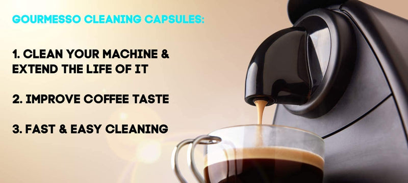 Gourmesso Nespresso Cleaning Pods - 10 Cleaning Capsules for Nespresso Original Machines. Cleaning Kit for Better Tasting Coffee!