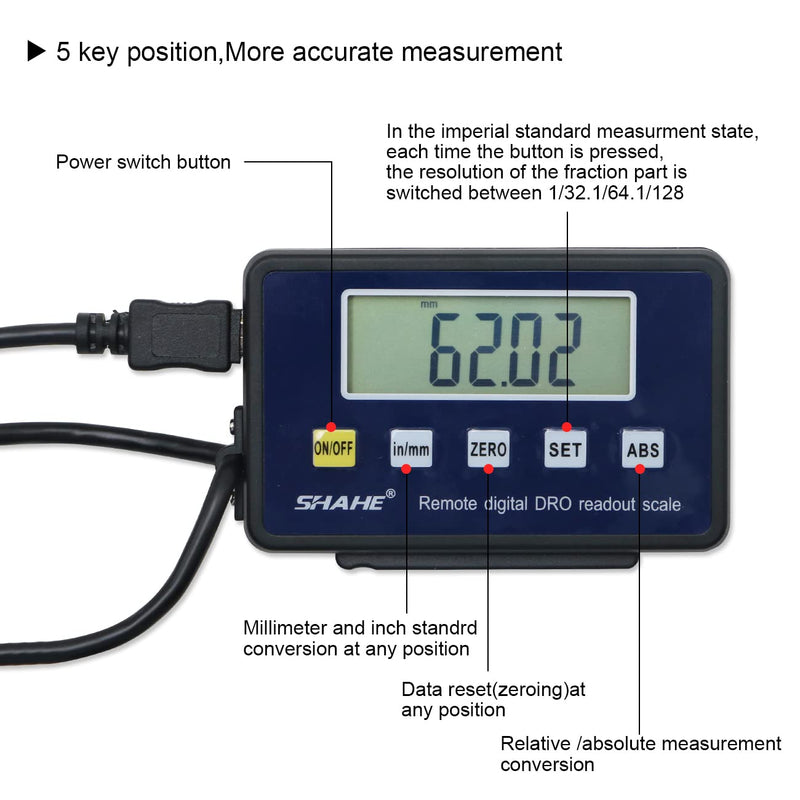 0-200mm/8''Digital Readout Linear Scale, Accurate Digital Remote LCD,for Milling Machine Lathes 200mm/8''