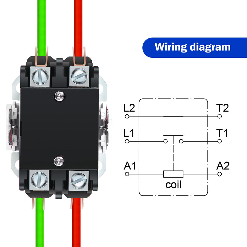 Dreyoo 2 Pcs 24V Coil 40A 2 Pole Air Conditioner Contactor, UL Certified HVAC Motor Contactor, Air Conditioner Replacement Relay, Compatible with C230b, Heat Pump, Refrigeration Systems