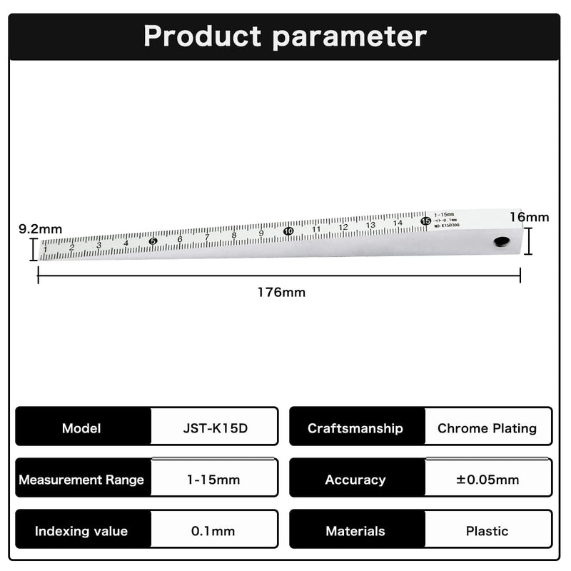 Thickness Gauge Taper Gauge Welding Wedge Feeler Gauge Gap Feeler Wedge Gauge Measurement Tool (1-15mm)