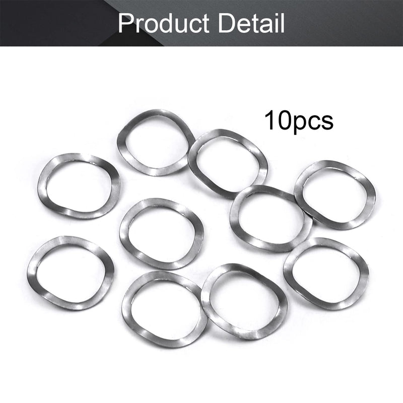 MroMax 304 Stainless Steel Wave Spring Washer-0.98" x 0.75" x 0.01"(ODxIDxT) Sealing Gasket for Screw Bolt Metallic for Home Decoration, Outdoor Construction Silver 10PCS M19 x 25mm x 0.3mm 10
