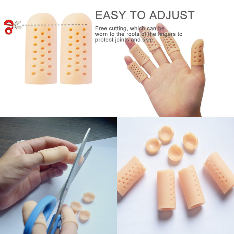 Finger Cots, Finger Protectors Support for Dry Skin Crack Slips, Finger Covers for Trigger Finger, Hand Eczema, Finger Arthritis Protection, Washable and Reuse(20pcs) (Beige) Beige