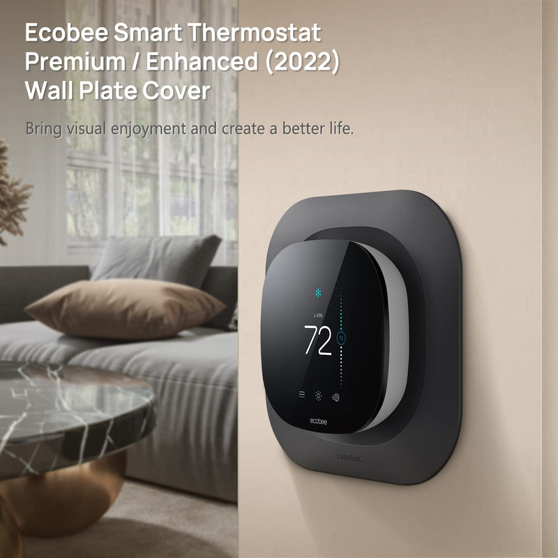 CaseBot Wall Plate for 2022 Ecobee Smart Thermostat Premium & 2022 Ecobee Smart Thermostat Enhanced, Practical and Stylish Trim Kit Bracket Mount Cover, Easy Installation, Matte Black