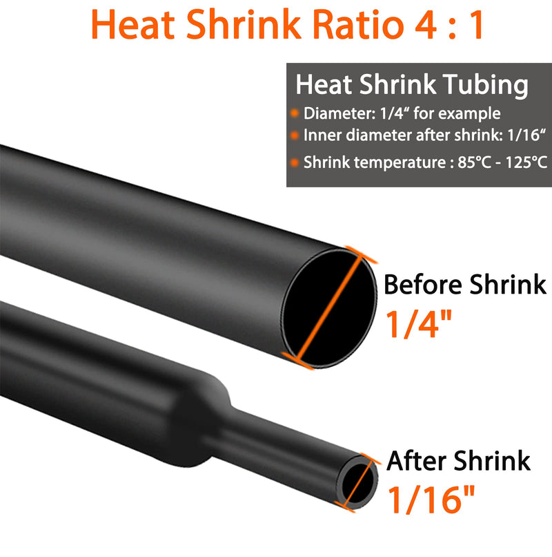 Heat Shrink Tubing Kit-350W Mini Heat Gun+4:1 Ratio Adhesive Lined,Marine Grade Shrink Tubes 195 PCS+Reflector Nozzle+Self Adhesive & Fastening Cable Ties - Wrapping Shrink Tube,Wire,Cable Mini Heat Gun + Heat Shrink Tubing Kit 350-black 1 - NewNest Australia