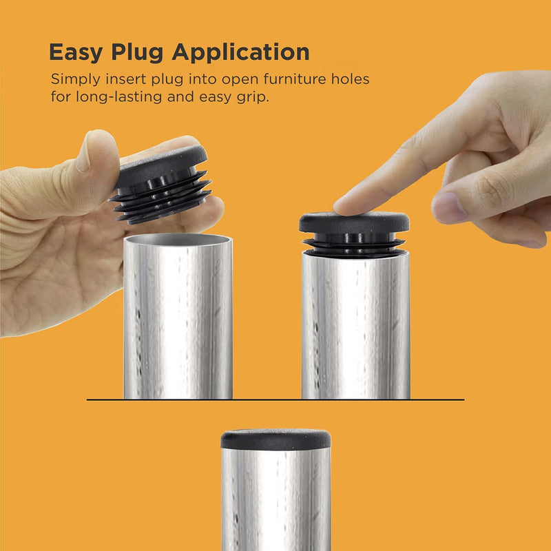Prescott Plastics 1" Inch (25.4 mm) Round Plastic Hole Plugs, Inserts, Black End Caps for Metal Tubing, Hardware Plug, Fences, Glide Protection from Chair Legs and Furniture - Pack of 4 1" 4 Pack