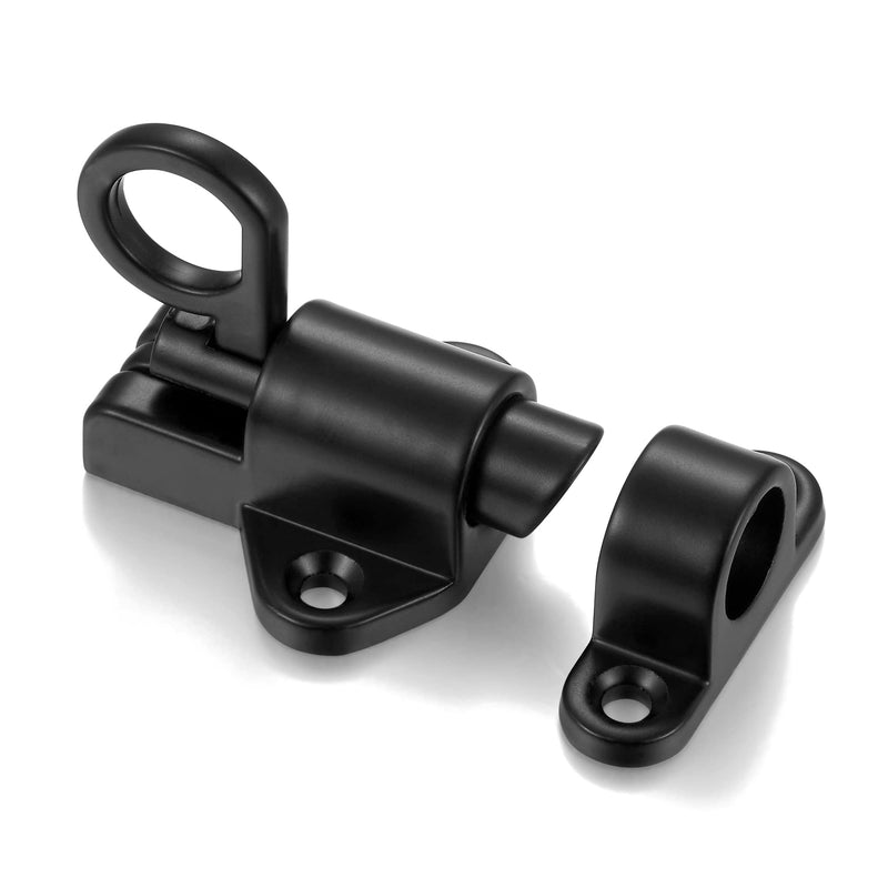 4 Packs Self-Closing Latches，Black Spring Door Lock，Resilient Bolt Latch Aluminum Alloy Safety Automatic Spring Barrel Door Lock with Screws，Used for Wooden Door，Wooden Window and Cabinet etc Black 4