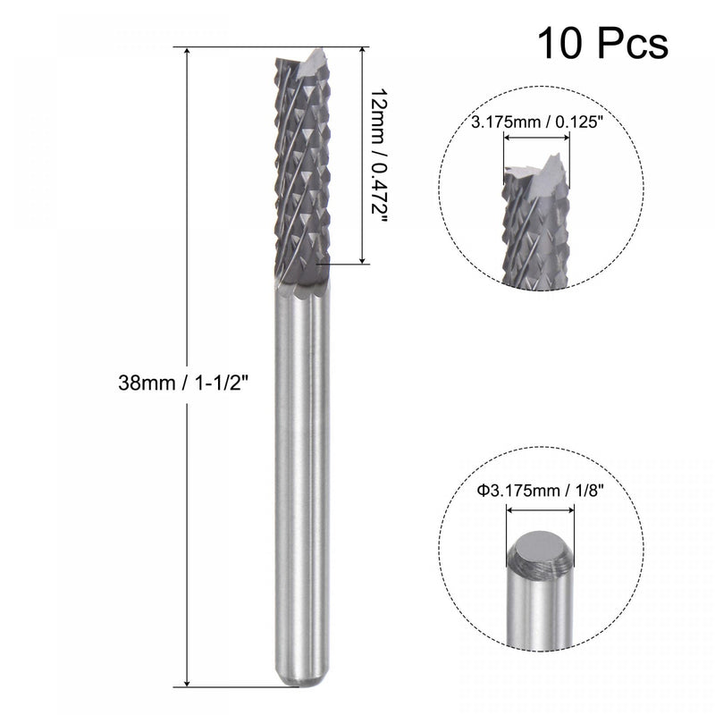 uxcell End Mill CNC Router Bits, 3.175mm x 12mm 1/8" Shank Diamond Film Coated Carbide Engraving Bit Milling Cutter Right Hand for PCB Plastic Fiber Wood 10pcs