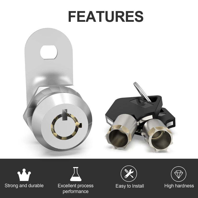3 Pack Cabinet Locks with Keys, 5/8" Cam Lock, RV Compartment Storage Locks RV Locks for Storage Door Drawer Tool Box Locks, Zinc Alloy 3 Pack 5/8'' Silver