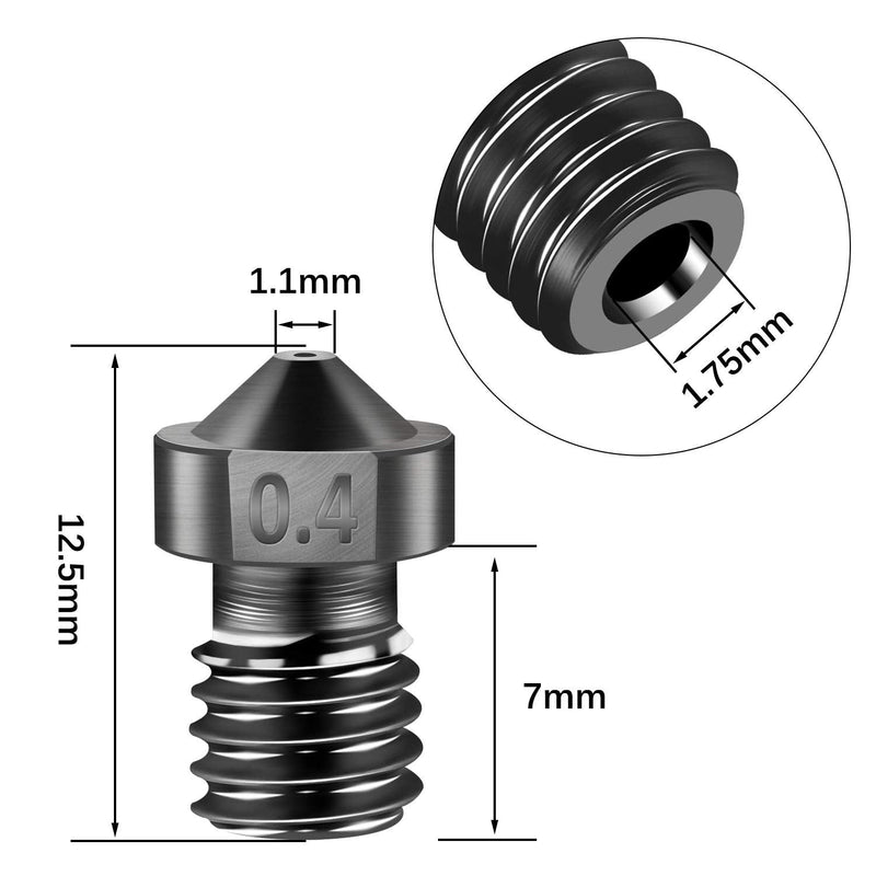 8PCS V6 Nozzles 0.4MM,Hardened Steel Nozzles+Stainless Steel Cleaning Kit, Extruder Nozzle for Monoprice Select mini, V5 V6, Prusa i3, Anet8, Anycubic i3 mega 3D Printer E3D 0.4mm + tweezers 8