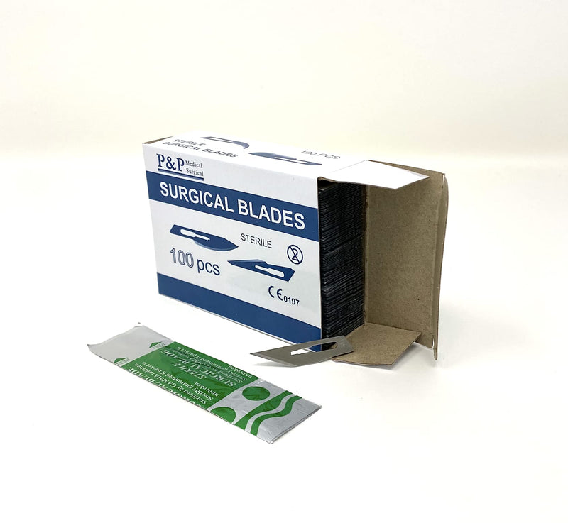 Disposable Surgical Scalpel Blades Sterile High Grade Carbon Steel 2.1% 10xx Individually Foil Wrapped by P&P MEDICAL SURGICAL Size 10A Box of 100