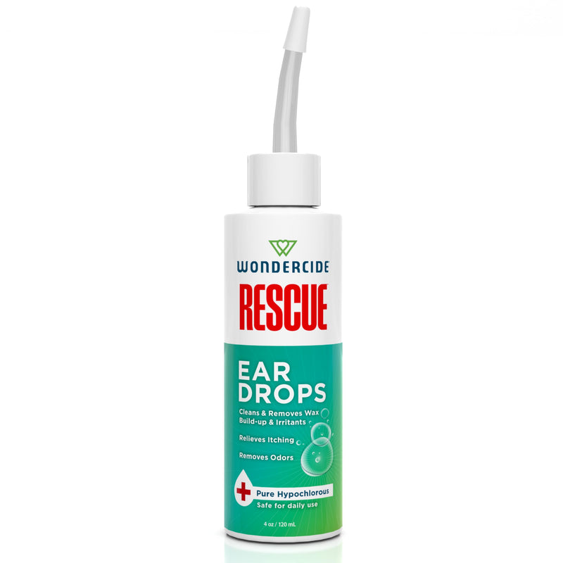 Wondercide Rescue - Ear Drops for Pets - Cleans and Removes Wax Build-Up and Irritants for Dogs and Cats - Relieves Itching and Redness with Pure Hypochlorous - 4 oz