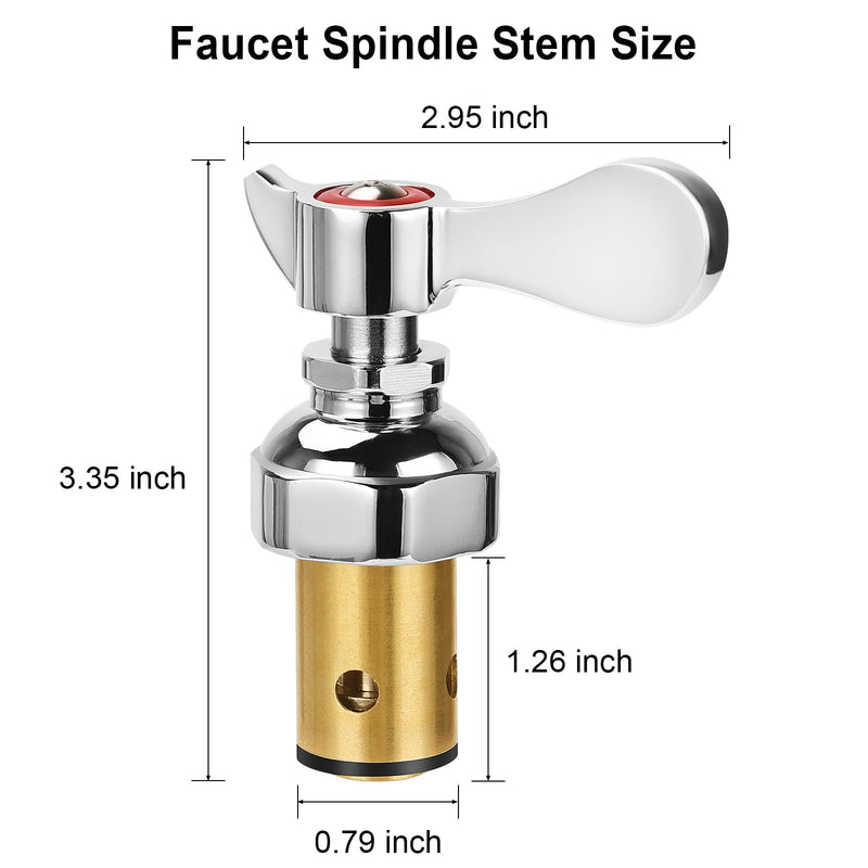 Brass Spindle Assembly for Commercial Faucet Valve Spool Replacement Hot Cold Side Handle Stem Assembly Cartridge Fit Kitchen Restaurant (1 Pair)