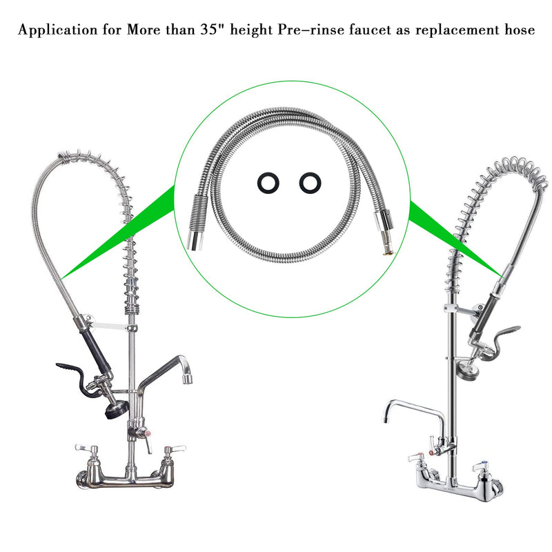 60” Commercial Pre-rinse Sprayer Hose Replacement Parts for Pre Rinse Faucet, Flexible Stainless Steel Dish Spray Hose for Restaurant Industrial Kitchen Faucets